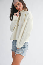 Ribbed Half Zip Cropped Pullover
