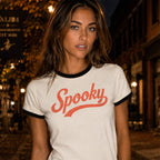 Spooky Halloween Graphic Ringer Tee – Natural & Black