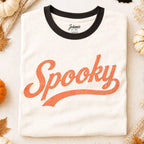 Spooky Halloween Graphic Ringer Tee – Natural & Black