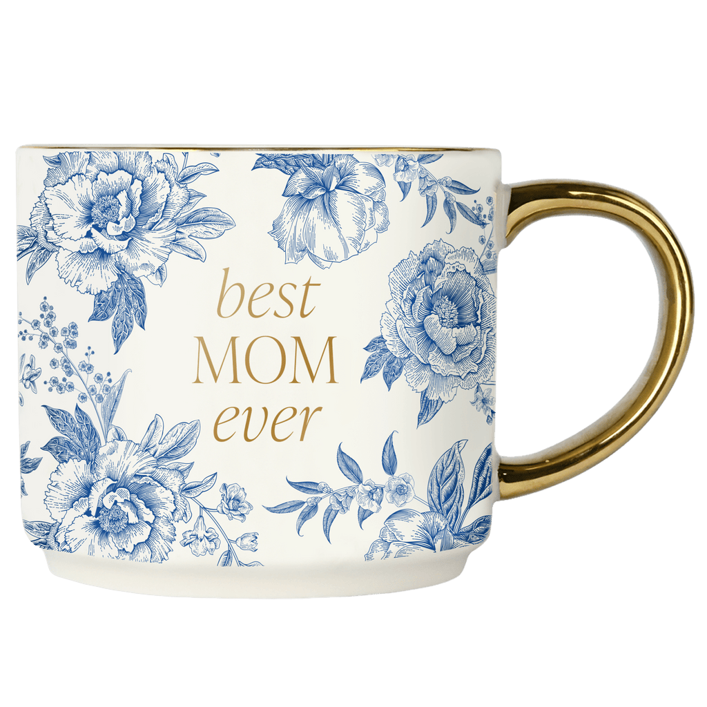 Best Mom Ever Blue Delft Coffee Mug - 14oz Fine Bone China