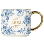 Best Mom Ever Blue Delft Coffee Mug - 14oz Fine Bone China