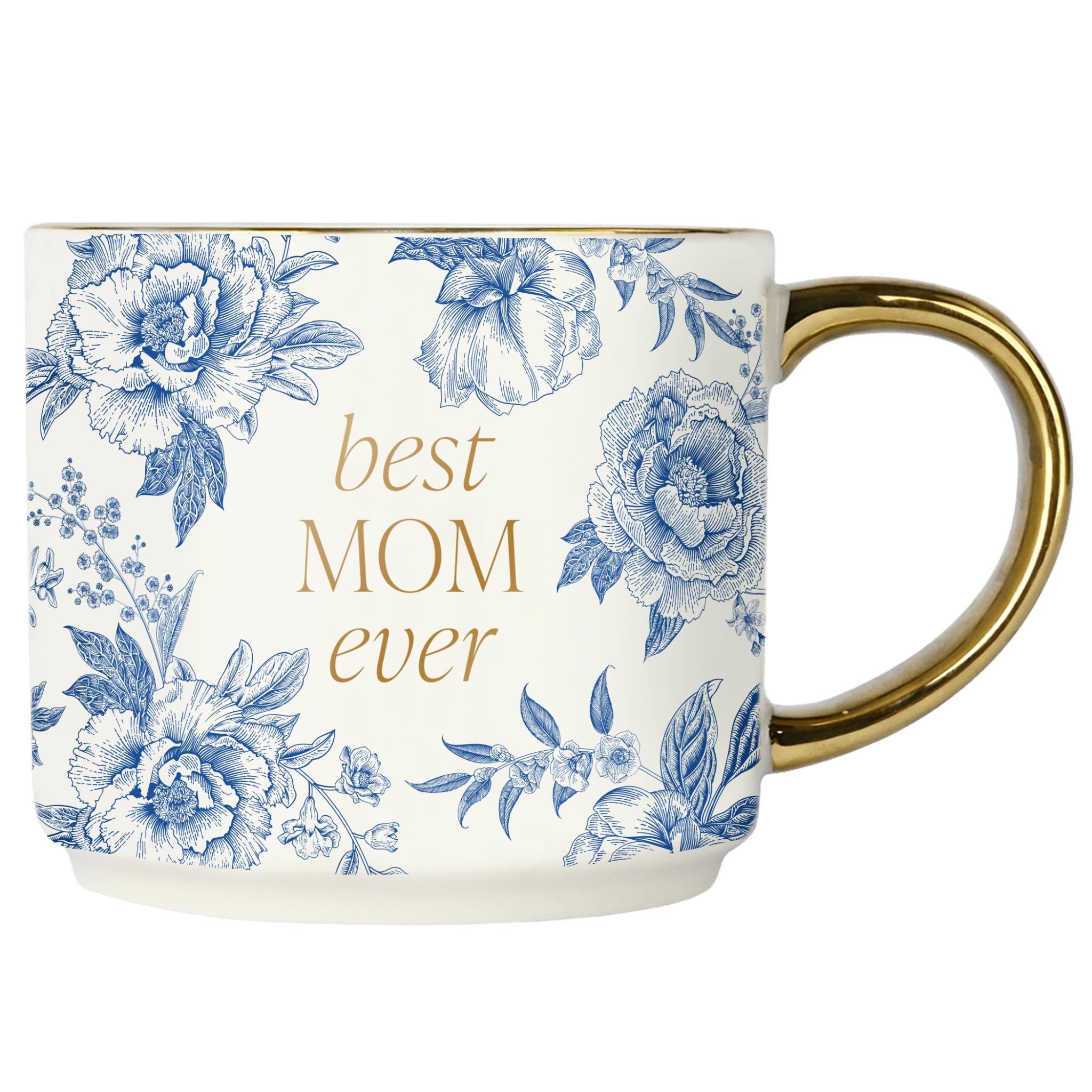 Best Mom Ever Blue Delft Coffee Mug - 14oz Fine Bone China