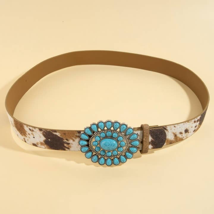 Western Concho Turquoise Stone Buckle Belt