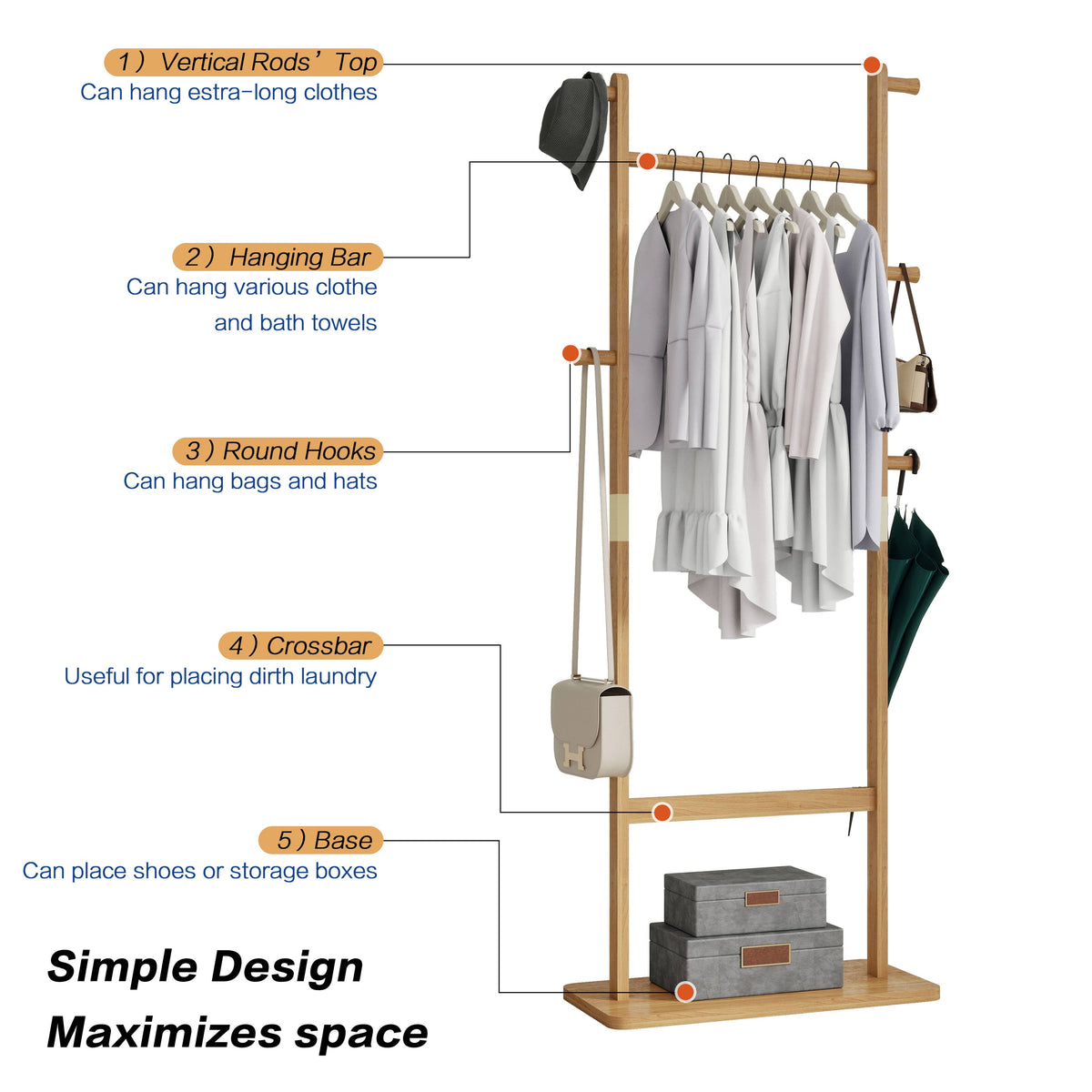 Coat Racks solid wood hanger 23.6* 11*71 in easy to assemble