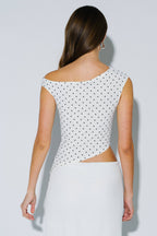 Ivory Polka Dot Ruched Top