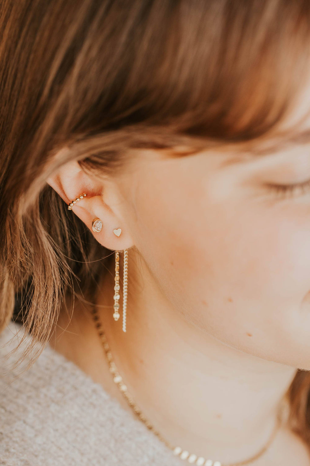 Beaded Ear Cuff | 14kt Gold Fill + Sterling Silver