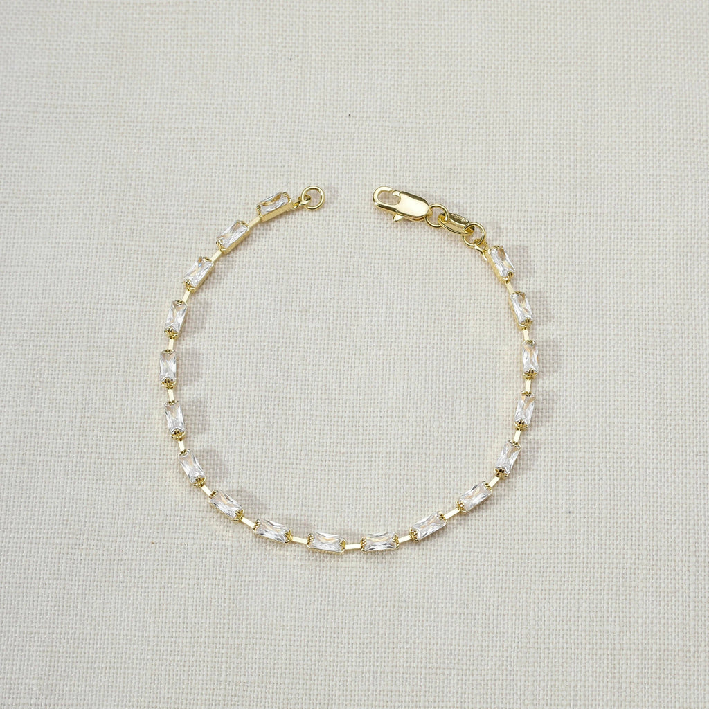 18k Gold Filled Sideways Baguette Tennis Bracelet