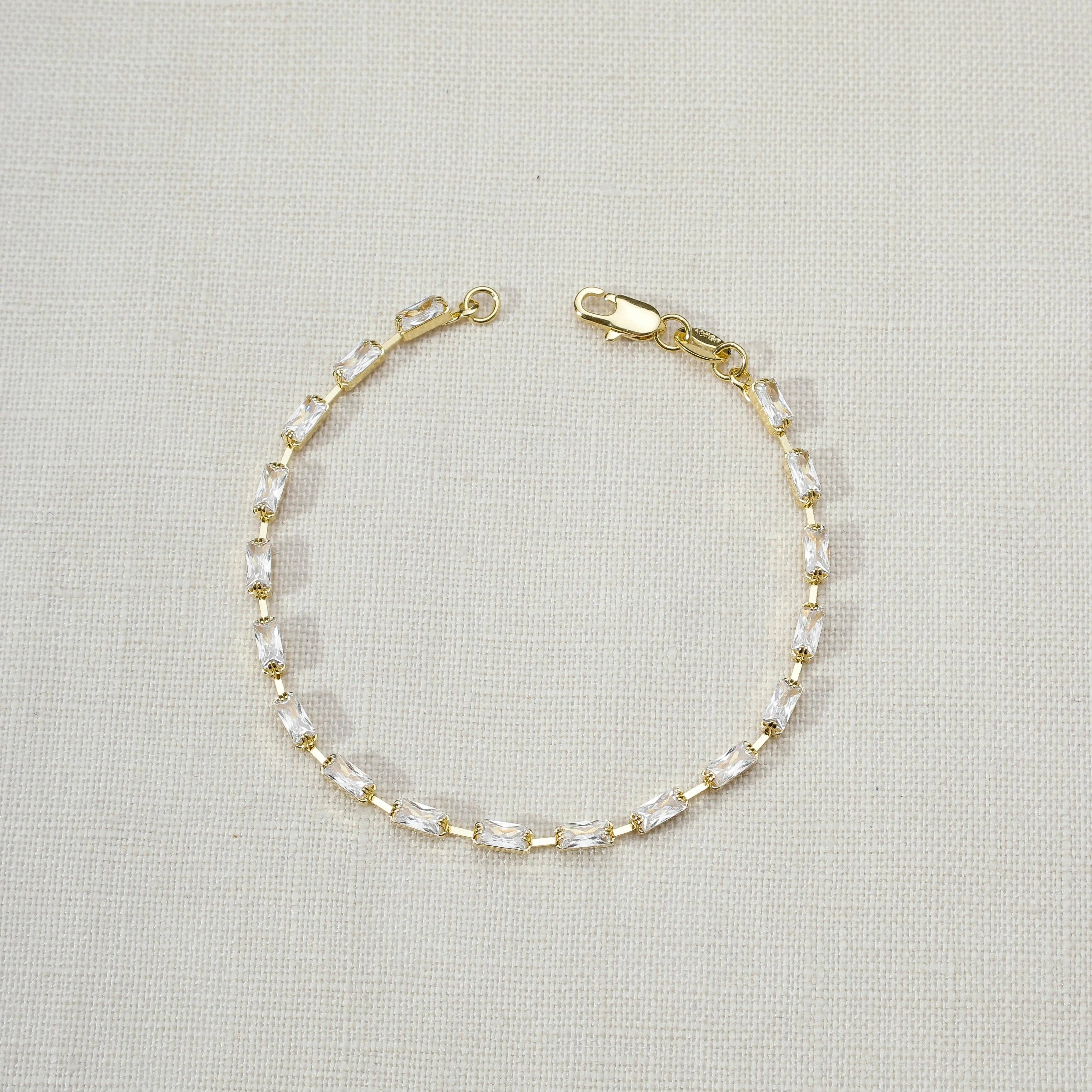 18k Gold Filled Sideways Baguette Tennis Bracelet