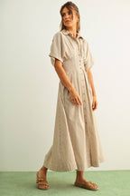 D4472   STRIPED BUTTONDOWN SHIRT DRESS