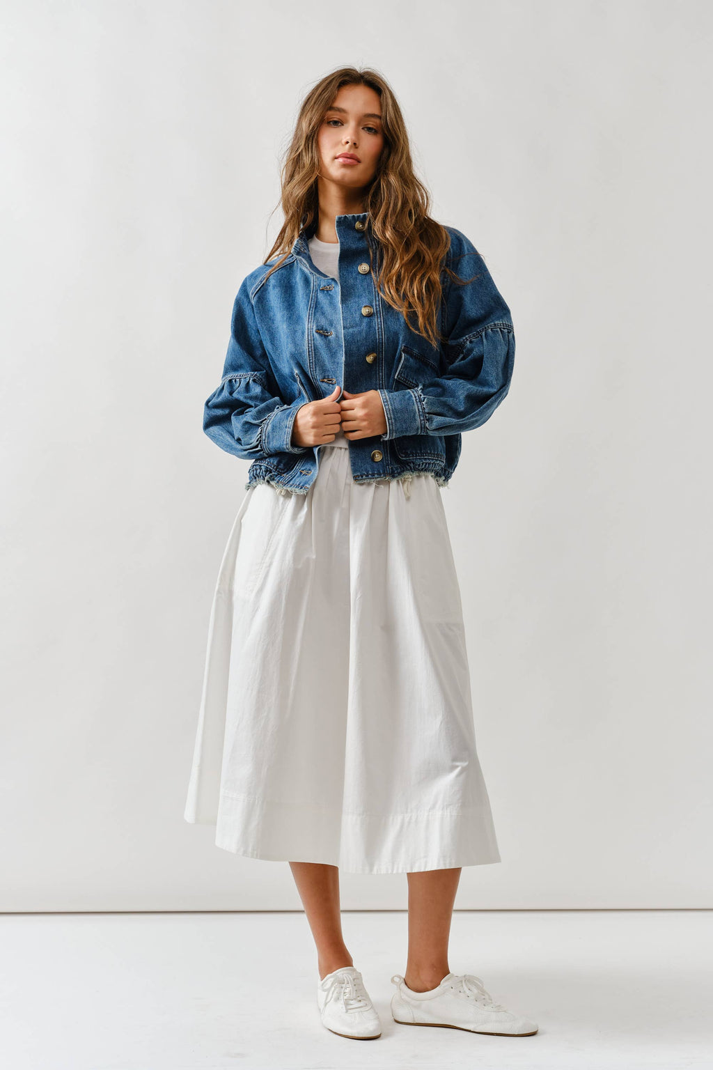 Balloon Sleeve Twill Jacket