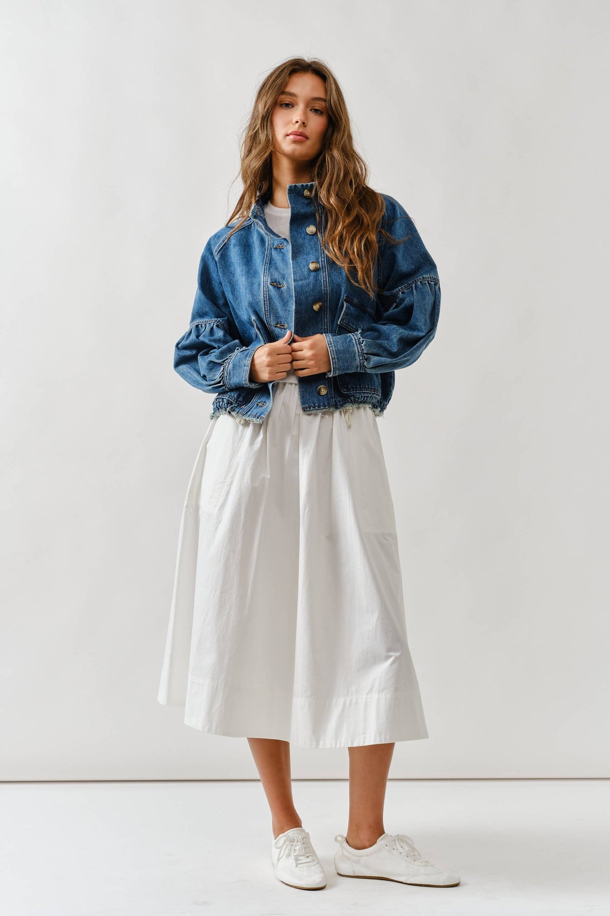 Balloon Sleeve Twill Jacket