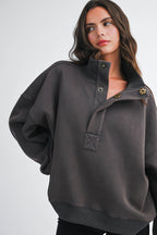 Oversized Snap Neck Sweatshirt
