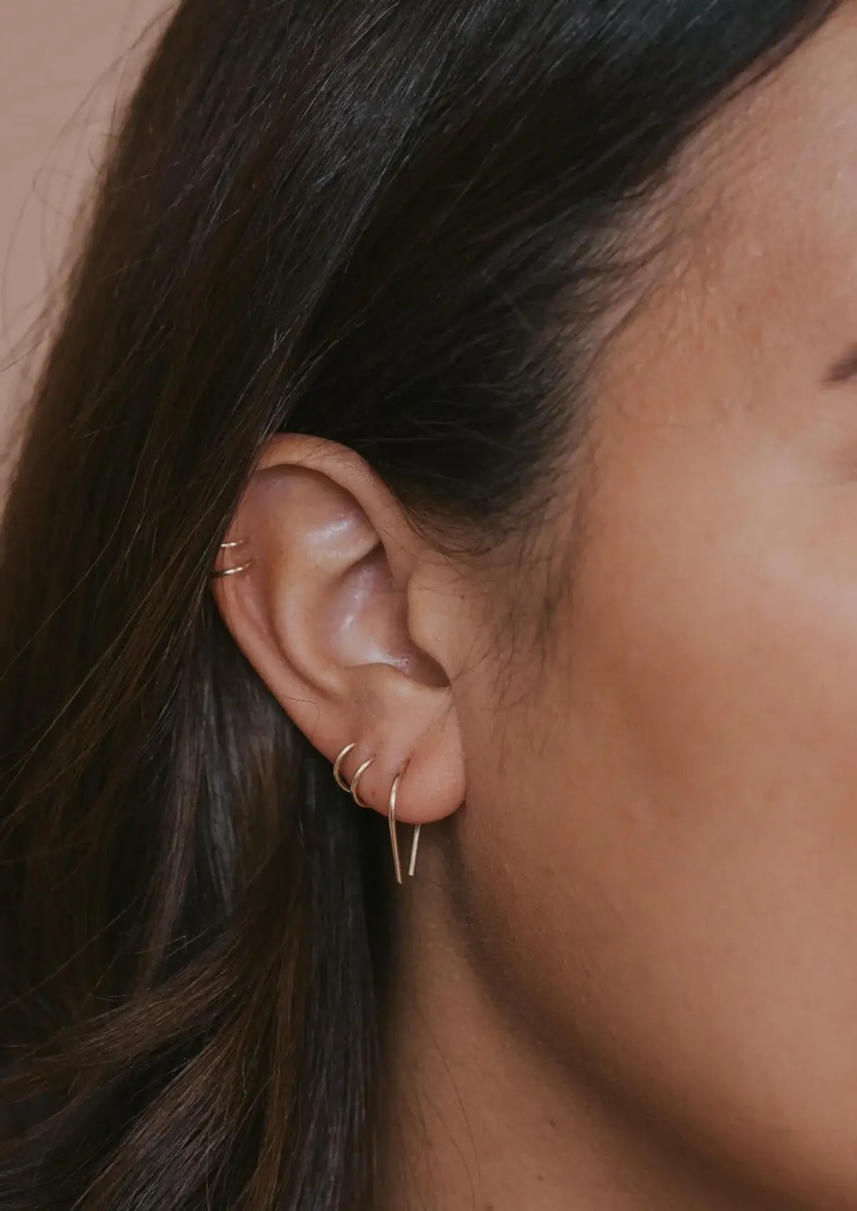 Tiny Horseshoe Earrings | 14kt Gold Fill + Sterling Silver