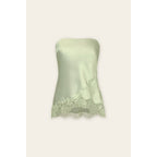 Satin Lace Hem Strapless Top