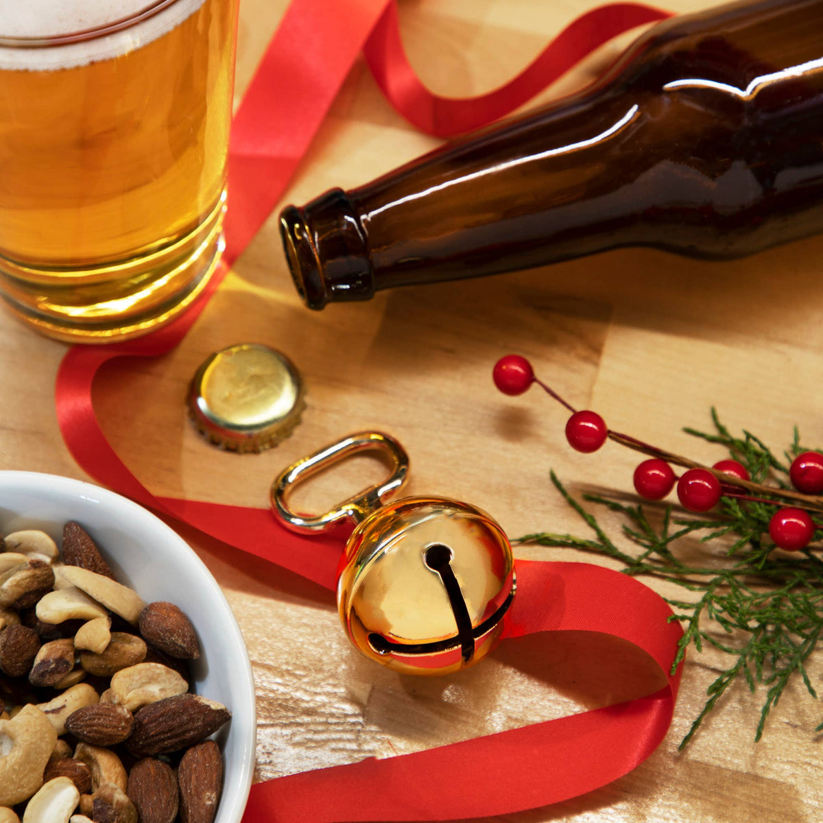 Gold Jingle Bell Bottle Opener