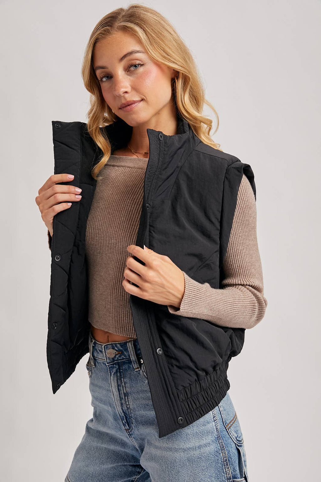 Bomber Style Puffer Vest
