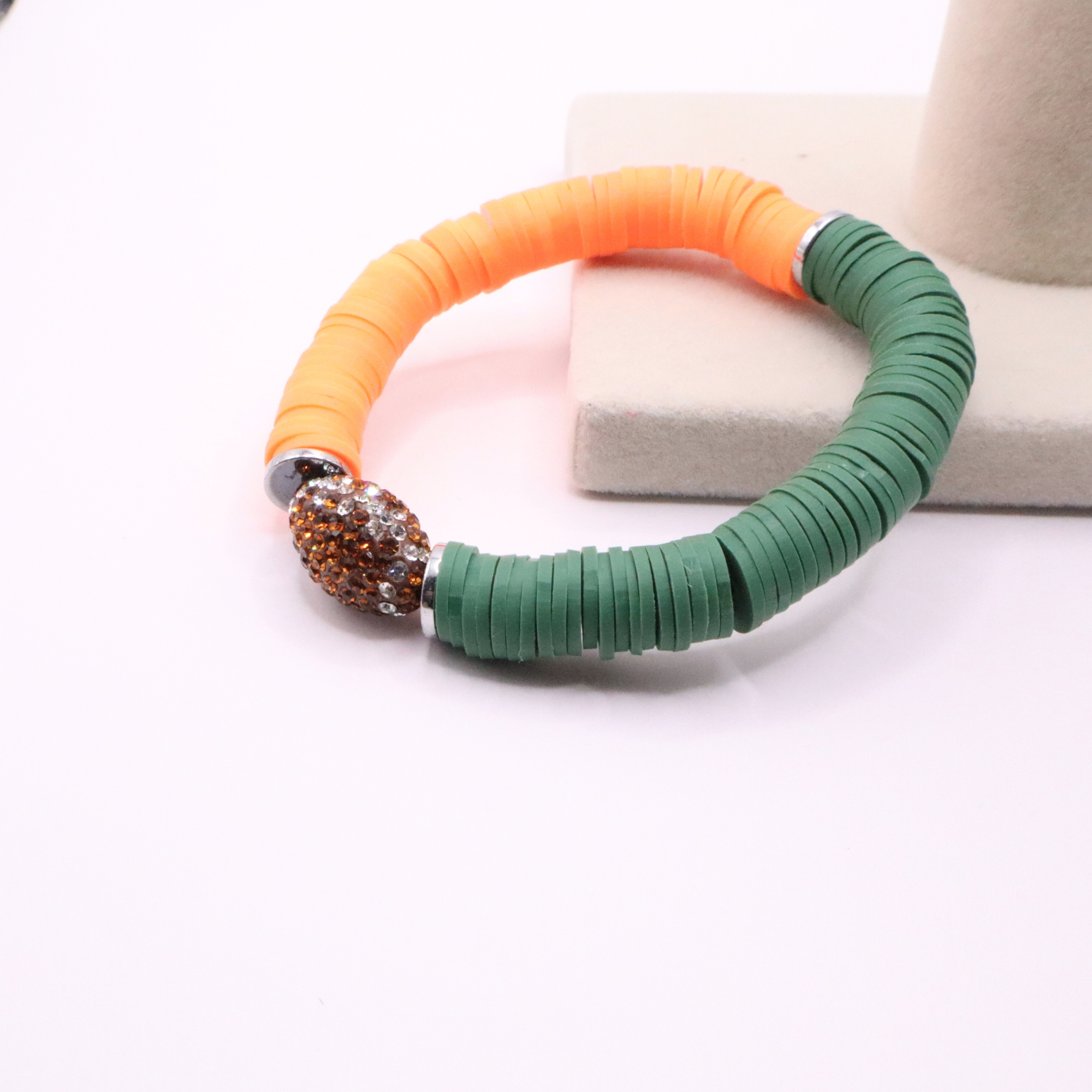 Orange and Green Game Day Football Bracelet