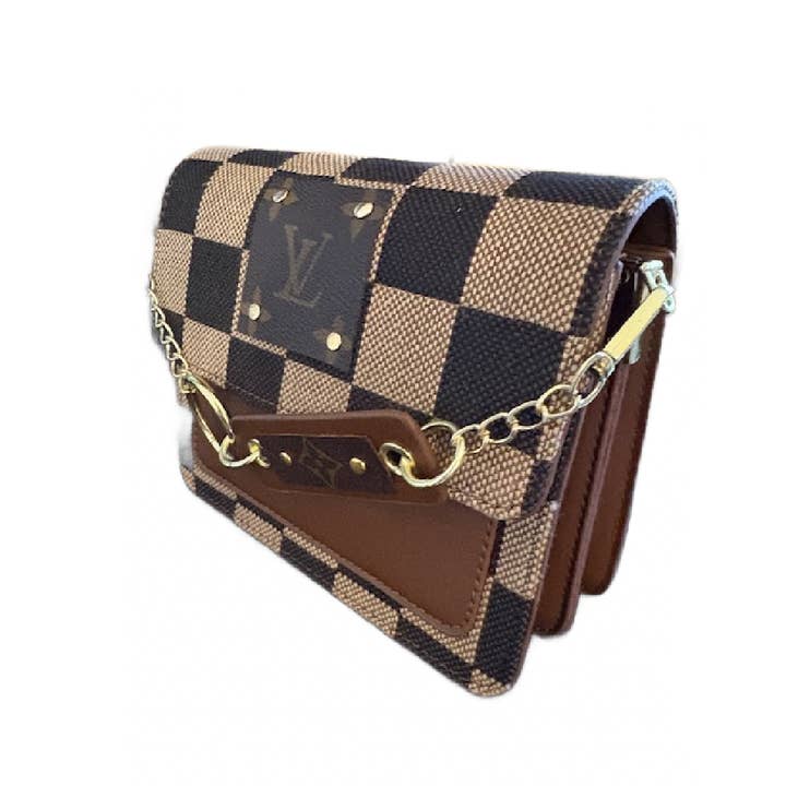 Upcycled Checker Chained Crossbody Bag