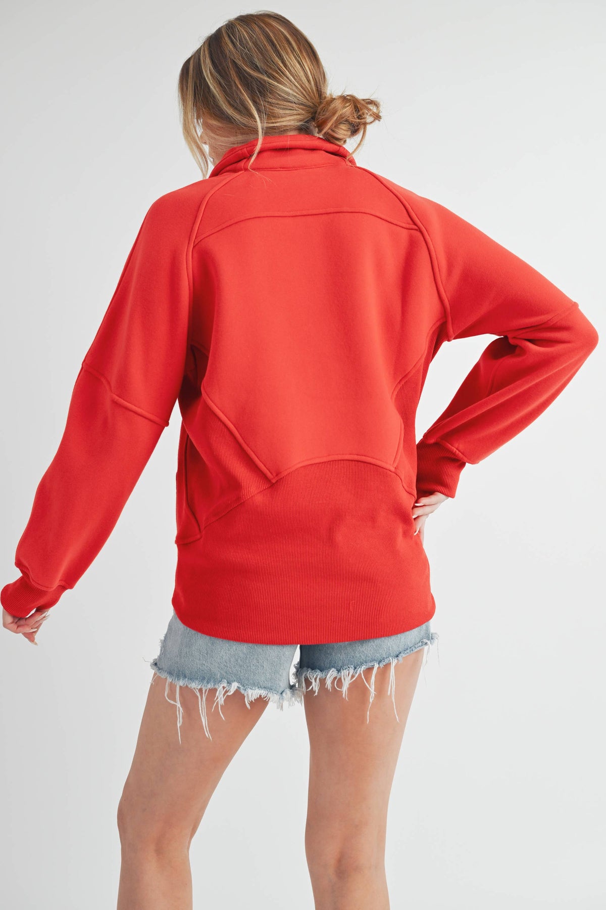 Long Dove Funnel Neck Half Zip Sweater – Tomato
