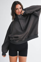 Oversized Snap Neck Sweatshirt
