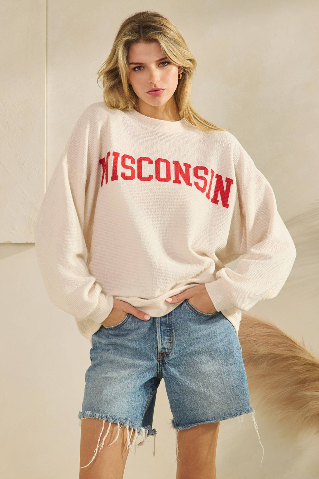 T-42123-CLOUDY KNIT WISCONSIN GRAPHIC SWEATSHIRT