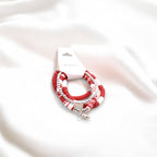 Dark Red and White Game Day Bracelet Stack