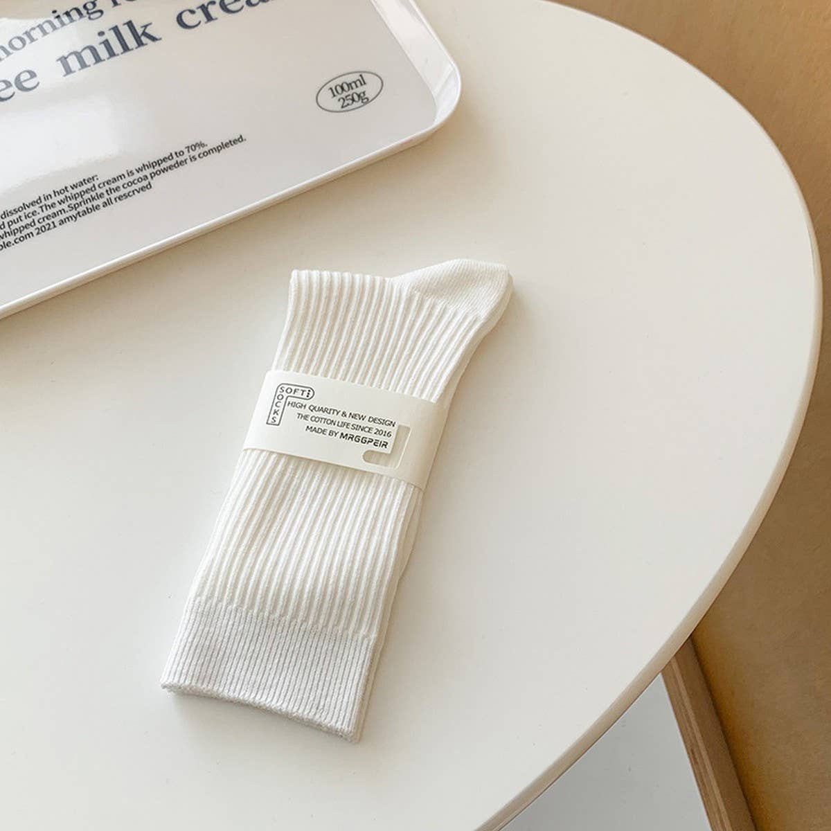 Macaron Cotton Crew Socks