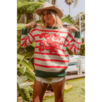 CHRISTMAS THEME STRIPE KNIT TOP