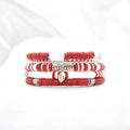 Dark Red and White Game Day Bracelet Stack