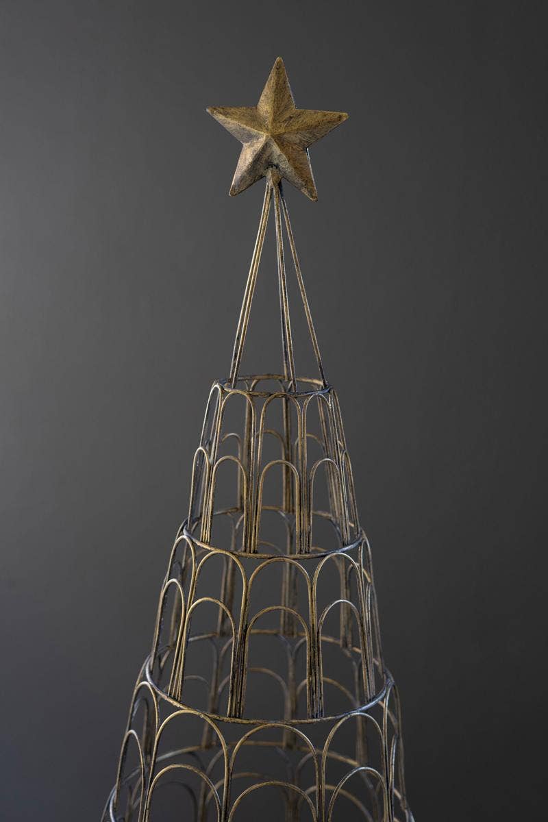 Gold Metal Christmas Tree Card Holder – 34-Inch