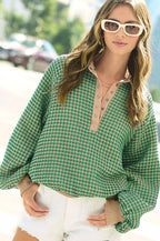 Two-Toned Textured Snap Pullover
