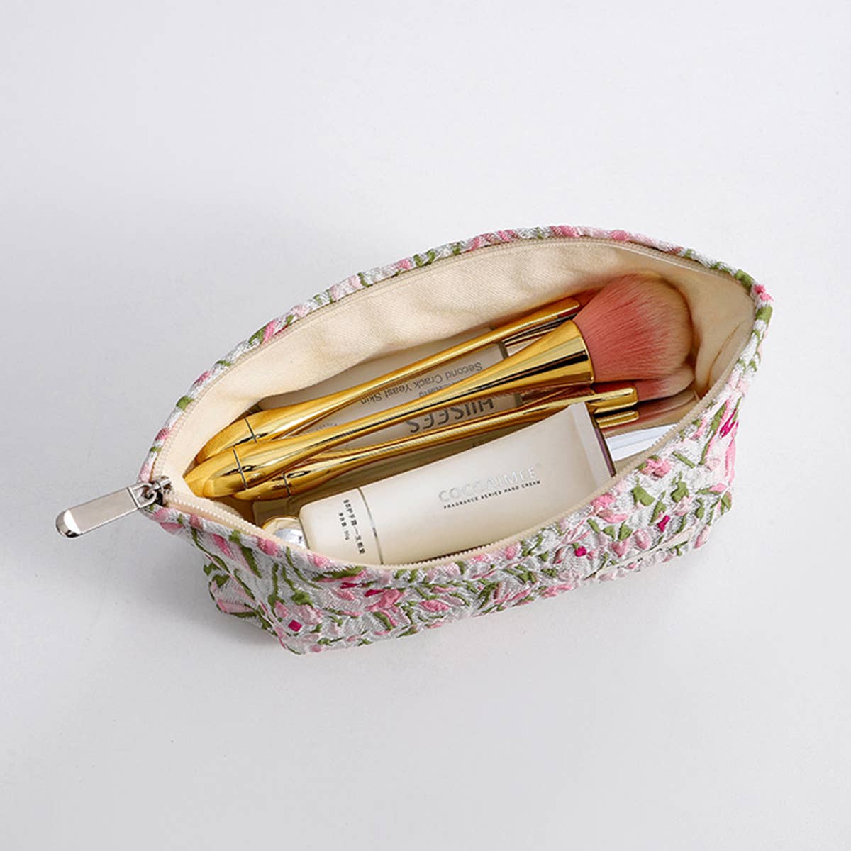 Floral Canvas Cosmetic & Travel Makeup Bag