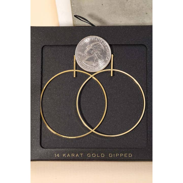 14k Gold Dipped Thin Hoop Drop Earring