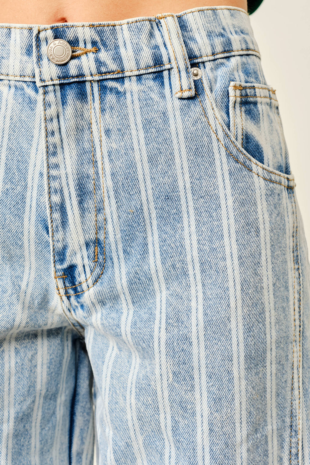 Striped Balloon Washed Jeans