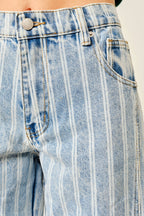 Striped Balloon Washed Jeans