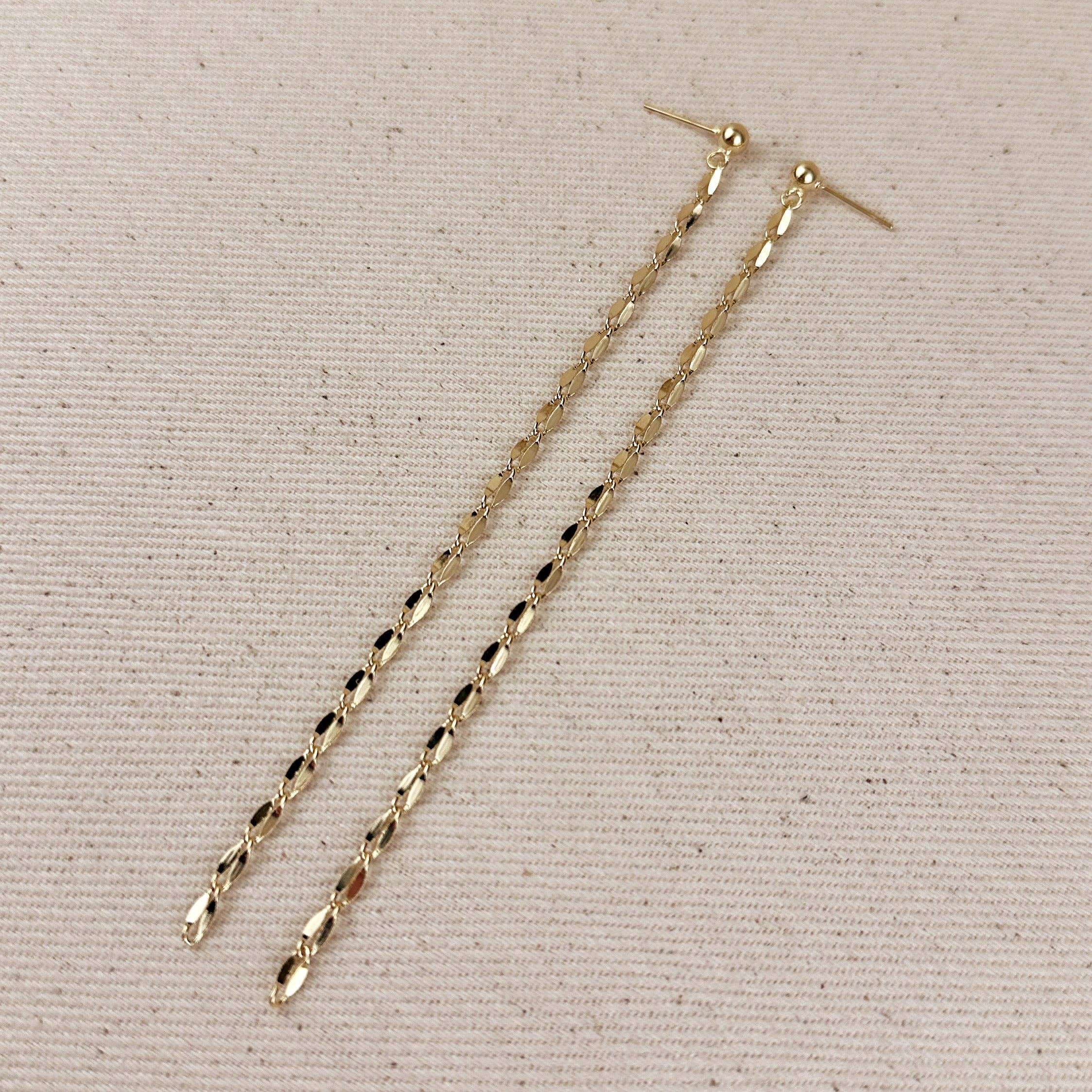 18k Gold Chain Drop Earrings