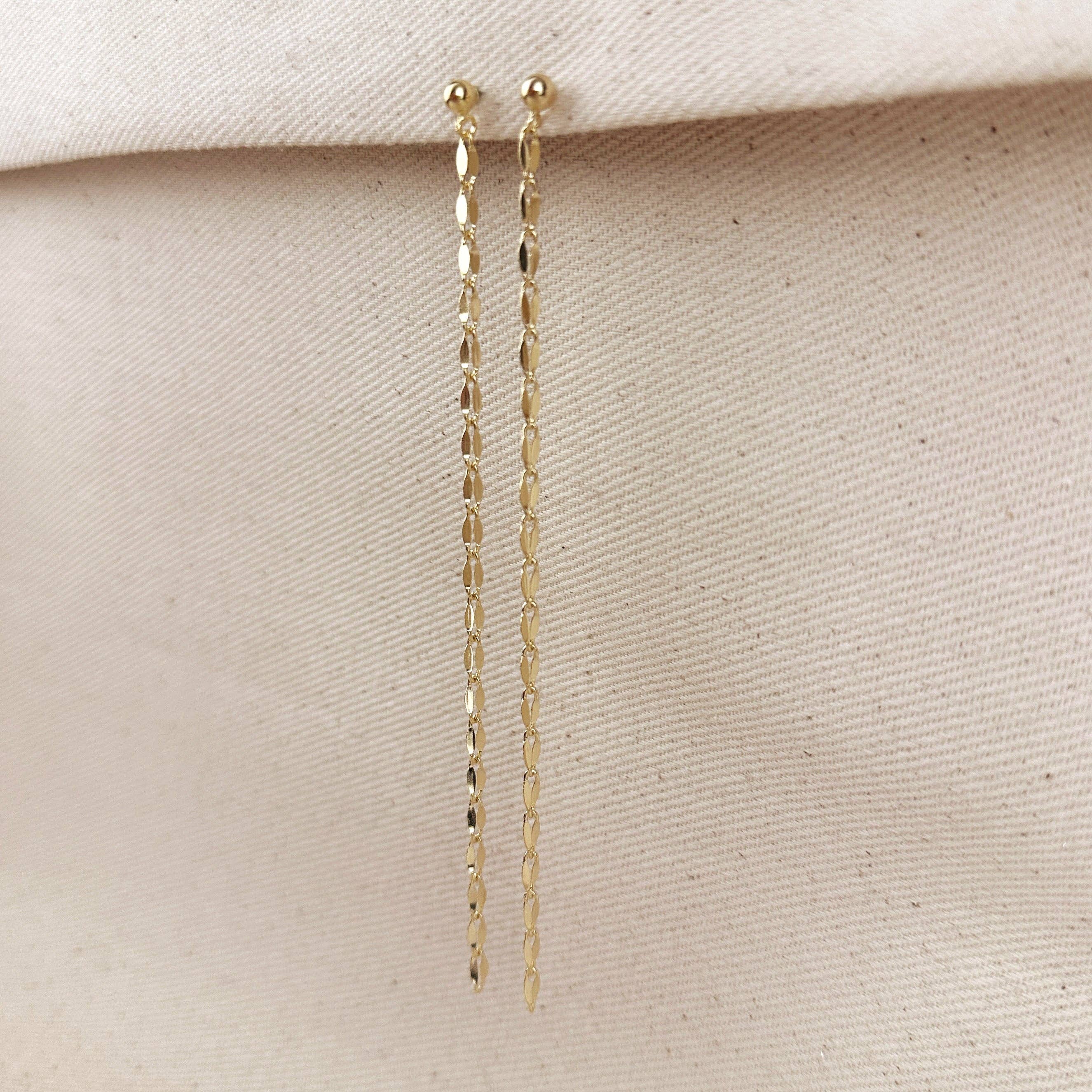 18k Gold Chain Drop Earrings