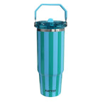 Aqua and Green Striped 30 Oz Cabana Tumbler