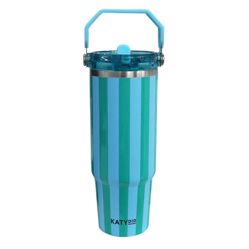 Aqua and Green Striped 30 Oz Cabana Tumbler