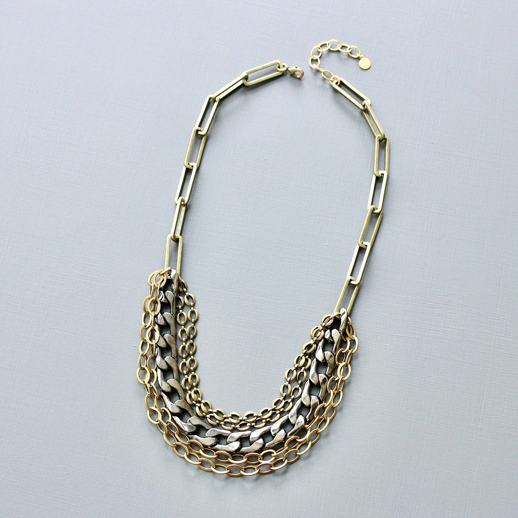 Multi- Strand Chain Statement Necklace