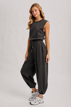Drawstring Waist Knit Jumpsuit