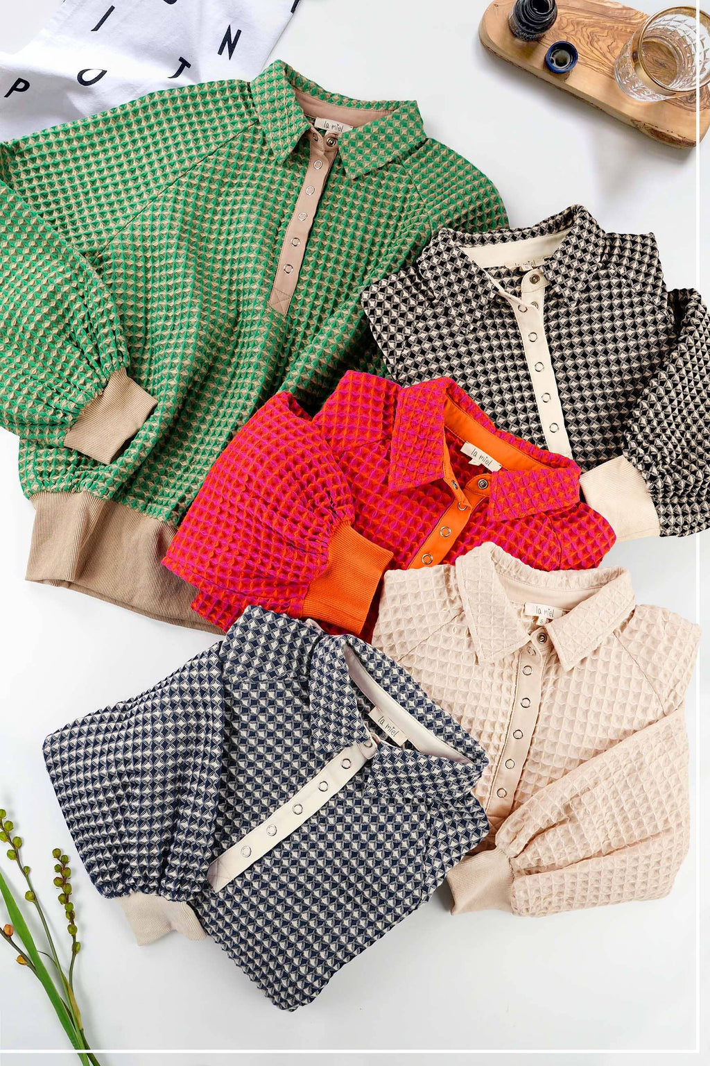 Two-Toned Textured Snap Pullover