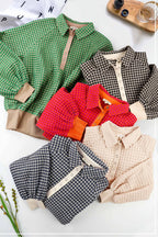 Two-Toned Textured Snap Pullover