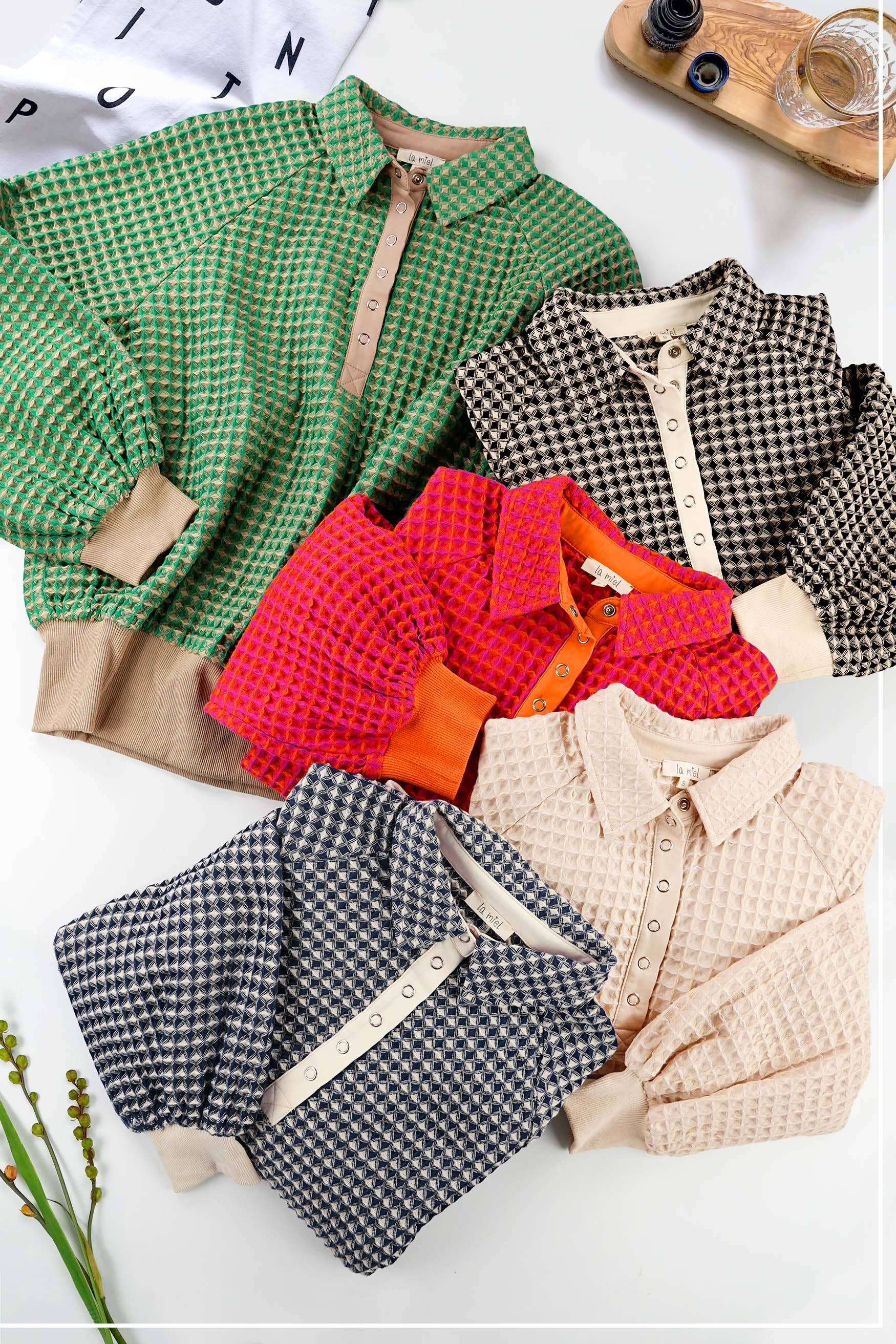 Two-Toned Textured Snap Pullover