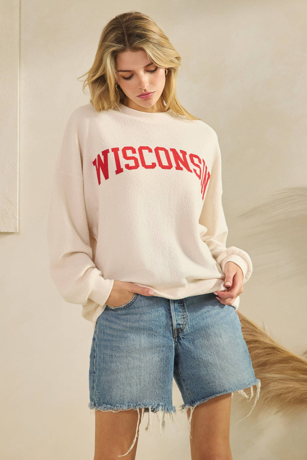 T-42123-CLOUDY KNIT WISCONSIN GRAPHIC SWEATSHIRT