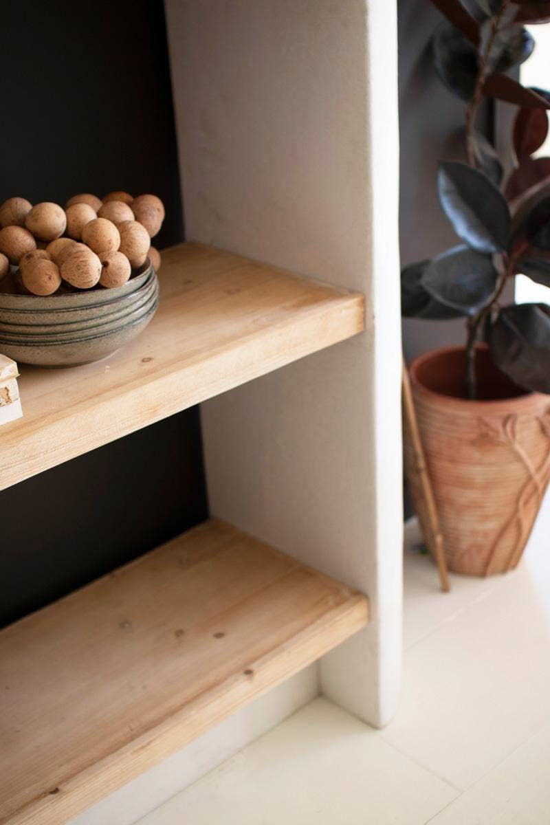 TEXTURED  SHELVING UNIT WITH FOUR WOODEN SHELVES #1
