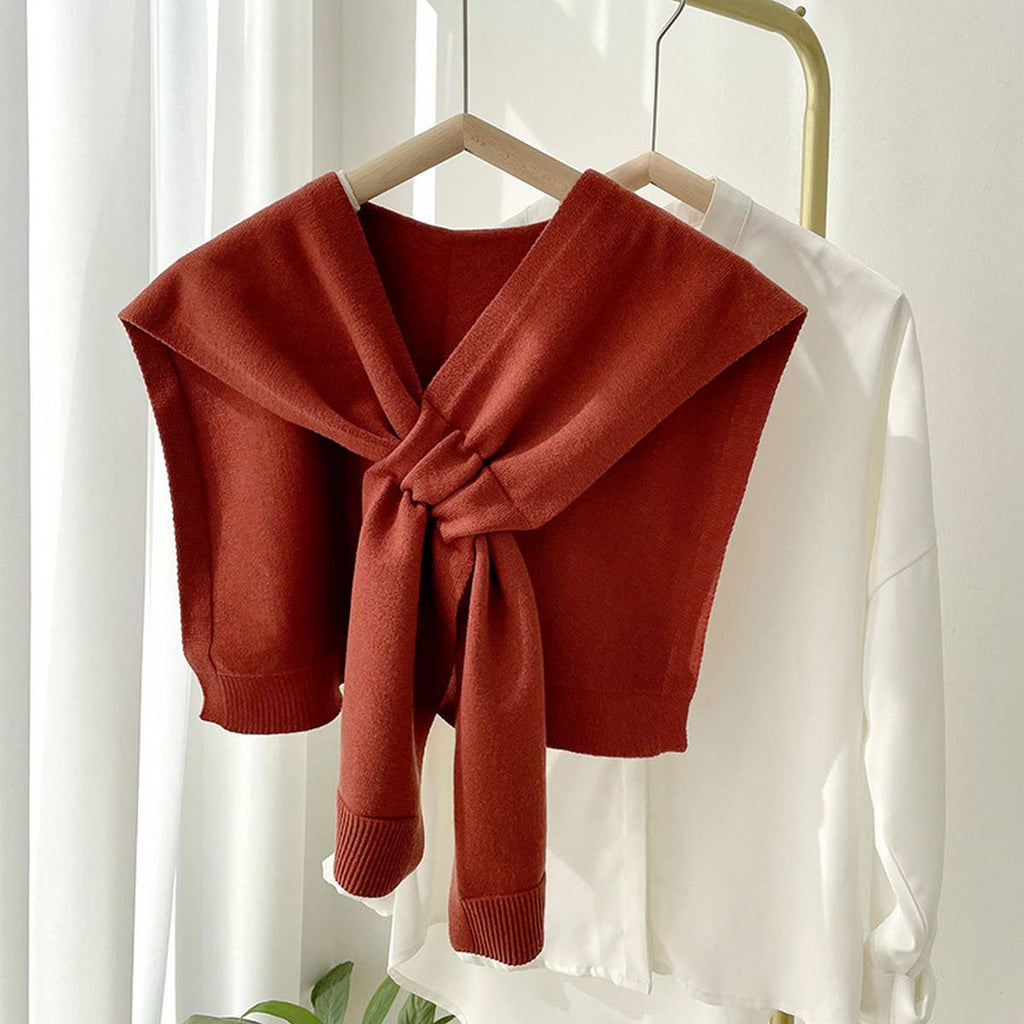 Luxe Solid Knitted Knotted Shawl Wrap