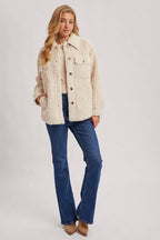 Latte Boucle` Button Jacket