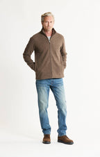 Men's Heathered Knit Full-Zip Jacket – Brown