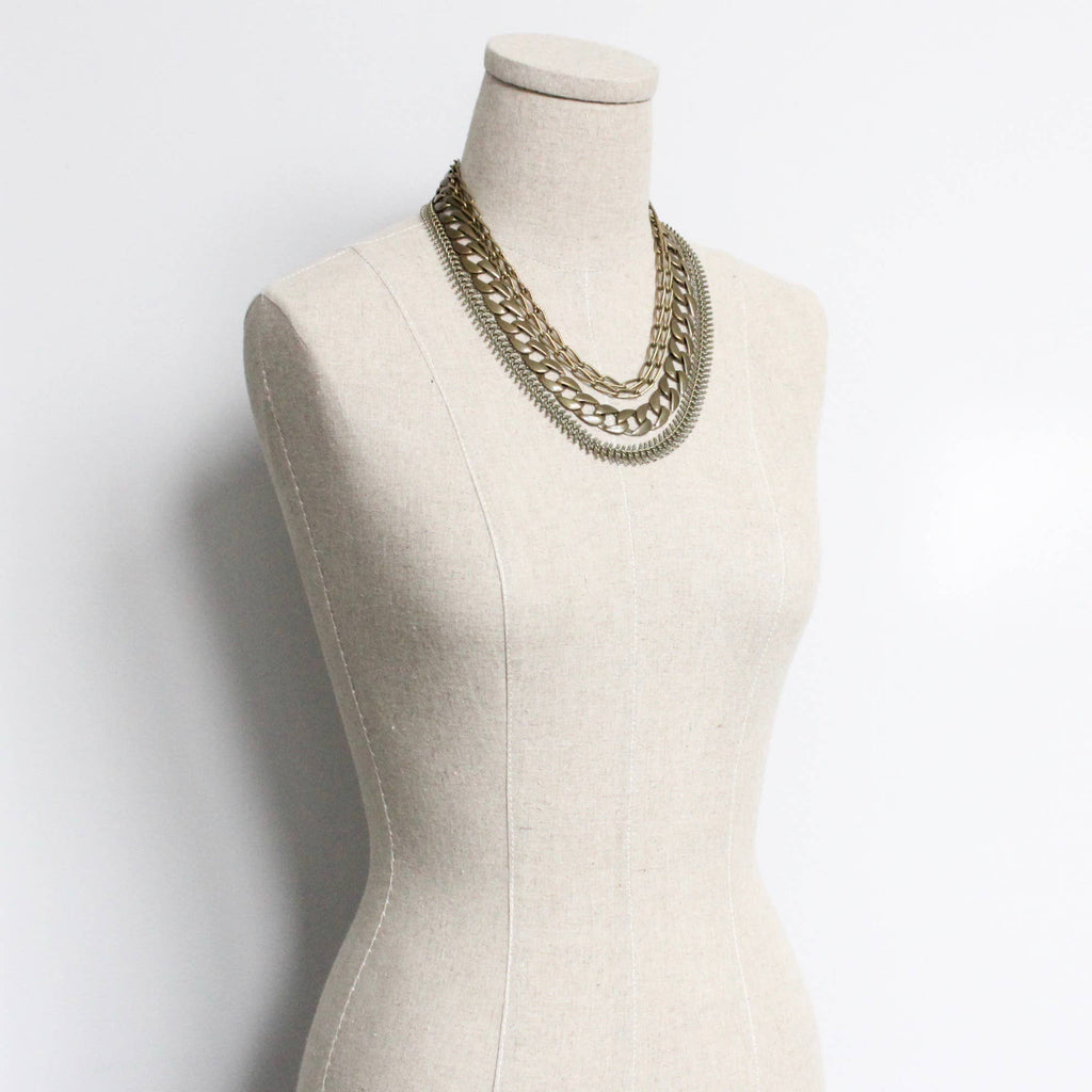 Multi- Strand Brass Chain Necklace